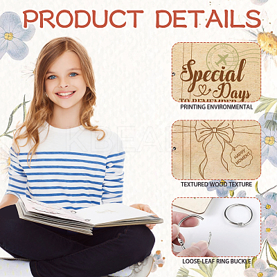 Wooden 2-Ring Loose Leaf Binder Postcard Phote Album Cover DIY-WH0547-028-1