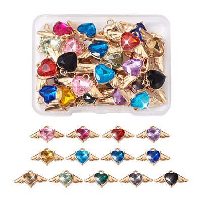 26Pcs 13 Colors Zinc Alloy Rhinestone Pendants FIND-SW0001-25-1