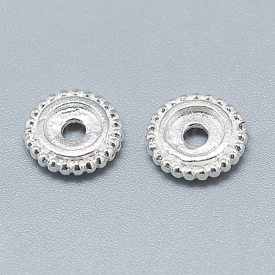 925 Sterling Silver Granulated Spacer Beads, Silver, 8x2mm, Hole: 1.8mm