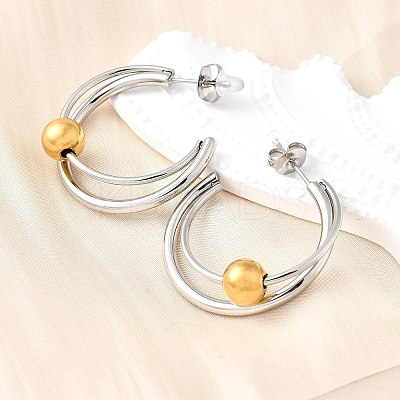 304 Stainless Steel Two Tone Stud Earrings EJEW-S263-02GP-1
