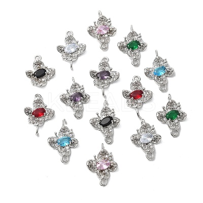 Brass Micro Pave Cubic Zirconia Connector Charms KK-Z103-10P-01-1
