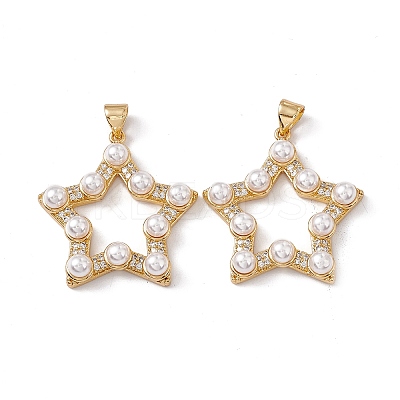 Brass Micro Pave Cubic Zirconia Pendants KK-B061-03G-1