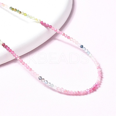 Natural Multicolor Tourmaline Faceted Rondelle Beaded Necklaces NJEW-Z066-01P-1