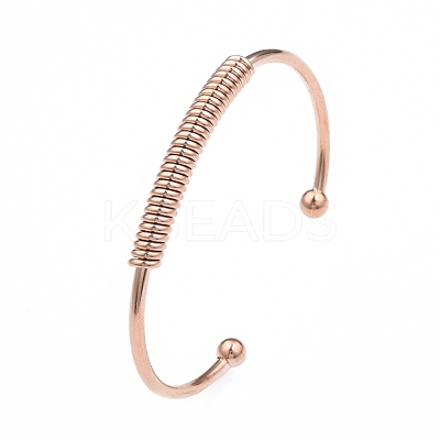 304 Stainless Steel Open Cuff Bangle for Girl Women BJEW-N013-008RG-1