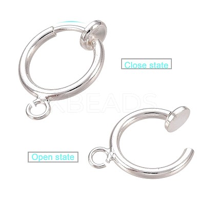 Brass Clip-on Hoop Earring Findings LS-X-KK-P102-01S-1