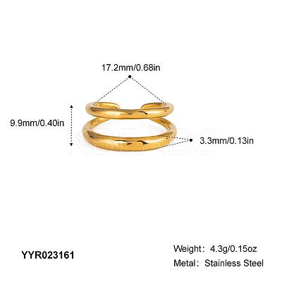 Double-layer Stainless Steel Cuff Rings for Women EP7559-1-1