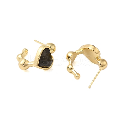 Natural Labradorite Heart Stud Earrings EJEW-K287-01G-07-1