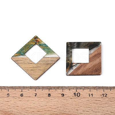 Opaque Resin & Walnut Wood Pendants RESI-T060-52M-1