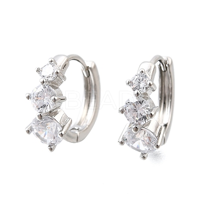 Brass Micro Pave Clear Cubic Zirconia Hoop Earrings EJEW-Z121-06P-1