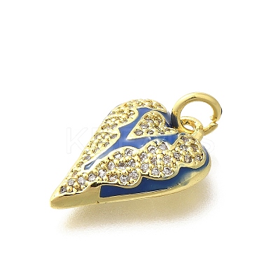 Brass Micro Pave Clear Cubic Zirconia Enamel Pendants KK-M297-15G-1