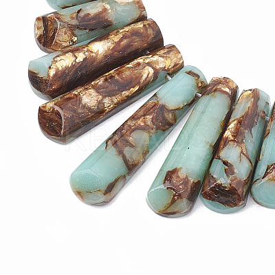 Assembled Bronzite and Synthetic Aqua Terra Jasper Beads Strands X-G-S326-005-1