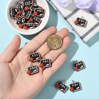 20Pcs Study Theme Opaque Resin Pendants RESI-YW0004-52-1