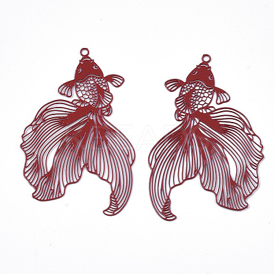 Spray Painted Brass Filigree Pendants KKC-R001-10-A01-1