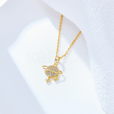 Planet Brass Micro Pave Clear Cubic Zirconia Pendant Necklaces FS-WGFD3F3-01-1