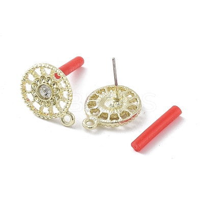 Rack Plating Golden Alloy with Rhinestone Stud Earring Findings EJEW-B036-02G-09-1