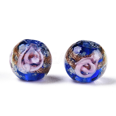Luminous Handmade Gold Sand Lampwork Beads LAMP-T021-03P-1