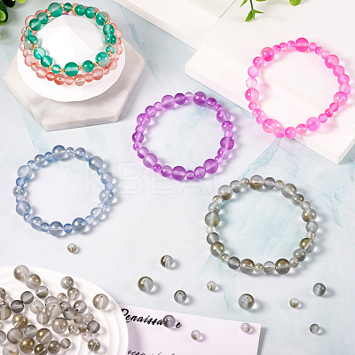 300Pcs Frosted Transparent Glass Beads GLAA-TA0002-78C-1