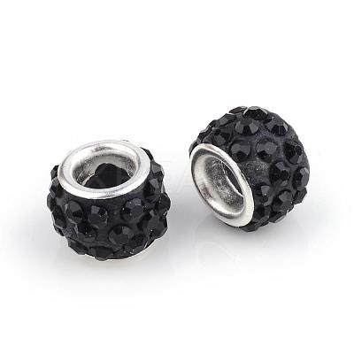 Polymer Clay Rhinestone European Beads CPDL-T001-02-1
