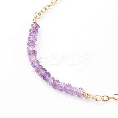 February Birthstone Natural Amethyst Beaded Bracelets BJEW-JB06092-02-1