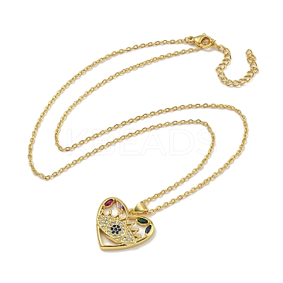 Brass Pave Colorful Cubic Zirconia Peach Heart Pendant Necklaces for Women LS-NJEW-Q346-04G-02-1