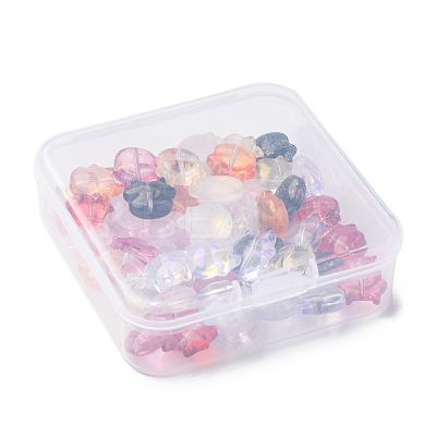 50Pcs 10 Style Transparent Spray Painted Glass Beads DGLA-FS0001-03-1