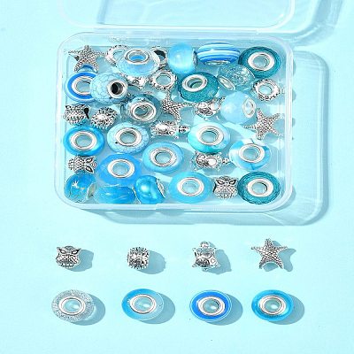 DIY Tibetan Style Alloy & Resin European Beads Making Finding Kits DIY-FS0006-78F-1