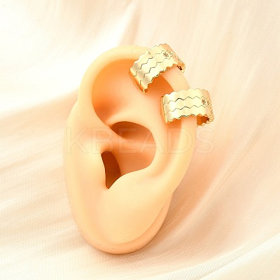 Brass Micro Pave Clear Cubic Zirconia Cuff Earrings EJEW-F370-32G-1