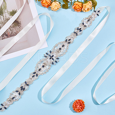 Flower Full Crystal & Montana Rhinestone Handmade Bridal Belts for Wedding Dresses AJEW-WH20006-233A-02-1