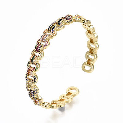 Brass Micro Pave Cubic Zirconia Cuff Bangles BJEW-S142-018-NF-1
