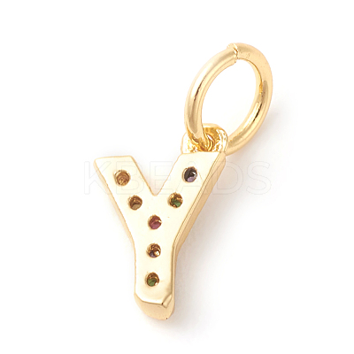 Brass Micro Pave Colorful Cubic Zirconia Charms ZIRC-F092-01-Y-1