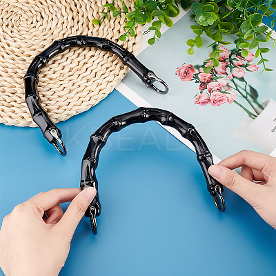U shape Imitation Bamboo Stick Resin Bag Handles PURS-WH0005-08B-WH-1