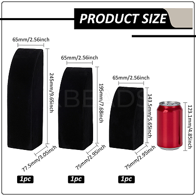 3Pcs 3 Sizes Vertical MDF Wood Covered with Velvet Necklace Display Stands NDIS-WH0023-001A-1