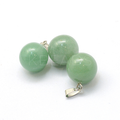 Round Natural Green Aventurine Pendants G-Q434-15-1