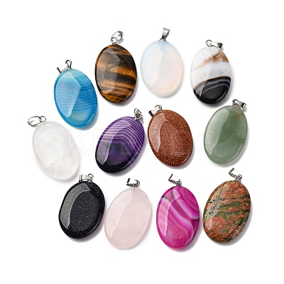 Natural & Synthetic Mixed Gemstone Pendants G-K354-12-1