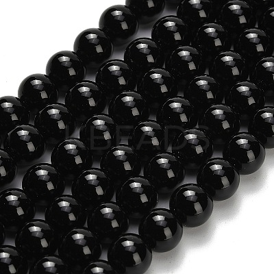 Natural Black Onyx(Dyed & Heated) Beads Strands X-G-H329-C06-8mm-1