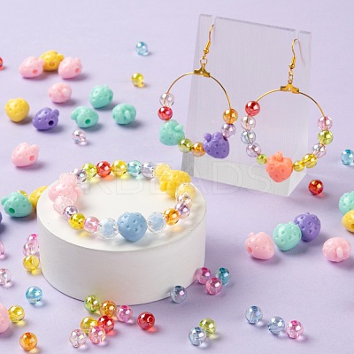 380Pcs Strawberry & Round Acrylic Beads with 1 Roll Clear Elastic Crystal Thread DIY-LS0001-08-1