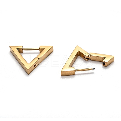 304 Stainless Steel Triangle Huggie Hoop Earrings STAS-J033-02C-G-1