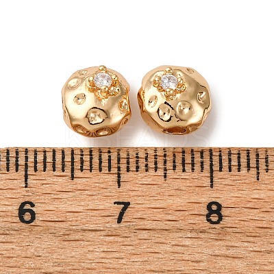 Brass Micro Pave Clear Cubic Zirconia Beads KK-Z112-23G-1