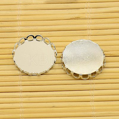 Brass Cabochon Settings and Flat Round Transparent Clear Glass Cabochons KK-X0003-P-RS-1