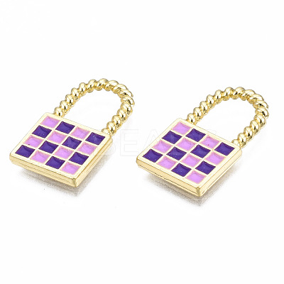 Rack Plating Alloy Checkerboard Pendants PALLOY-S132-255C-RS-1