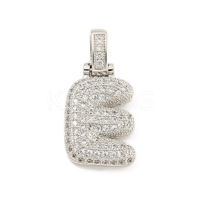 Brass Micro Pave Clear Cubic Zirconia Pendants KK-B099-01P-E-1
