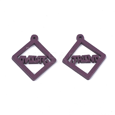 Spray Painted Wood Pendants WOOD-T017-05B-1