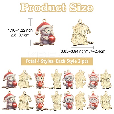 8Pcs 4 Styles Christmas Alloy Enamel Pendants FIND-YW0005-64-1