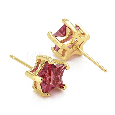 Cubic Zirconia Star Stud Earrings EJEW-G288-20G-1