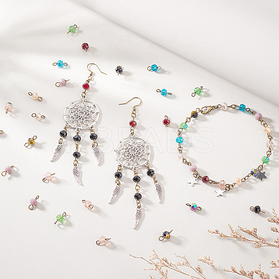 200Pcs 10 Colors  Faceted Rondelle Glass Connector Charms FIND-PH0021-24-1