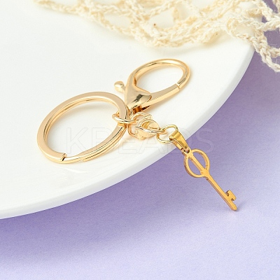 304 Stainless Steel Initial Letter Key Charm Keychains KEYC-YW00004-09-1
