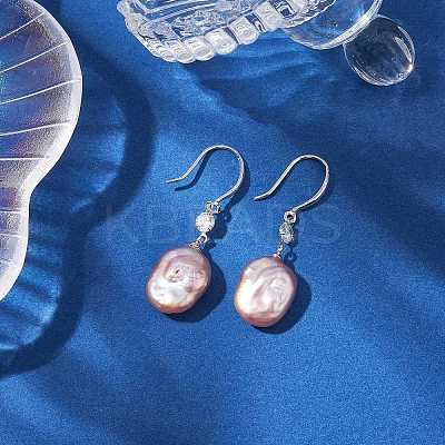 Natural Pearl Dangle Earrings EJEW-P286-34P-1