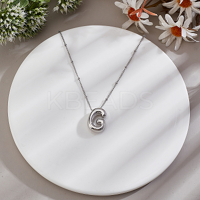 1pc Brass Chain with Alloy Letter Pendants Necklaces NJEW-LP0001-41G-P-1