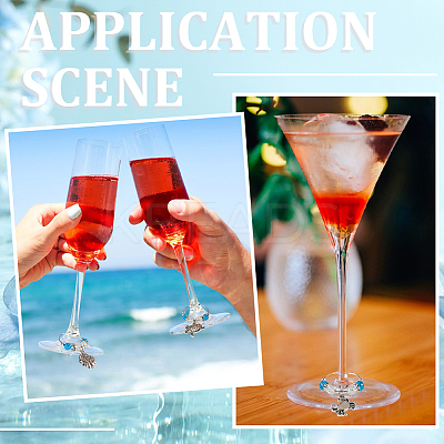 Beach Ocean Theme Alloy Wine Glass Charms AJEW-SC0002-41-1