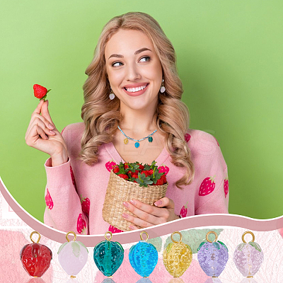 42Pcs 7 Styles Glass Pendants PALLOY-AR00019-1